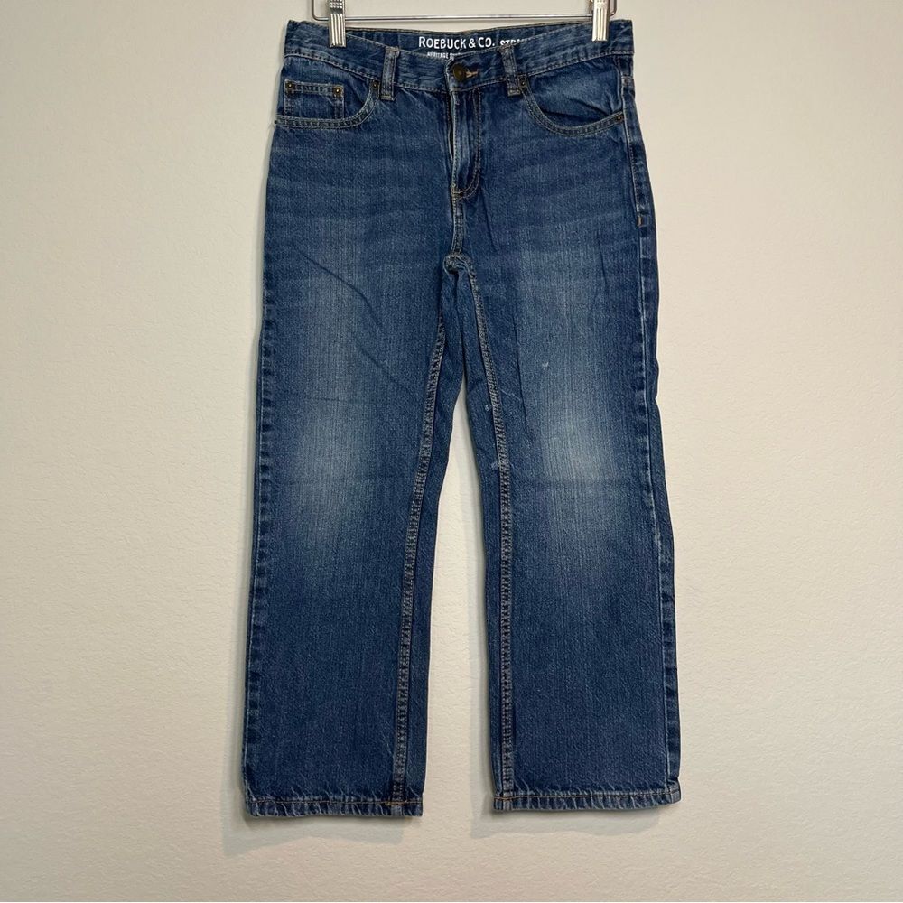 Roebuck + Co. Boys 9 Husky Straight Dark wash Jeans Distressed Baggy
